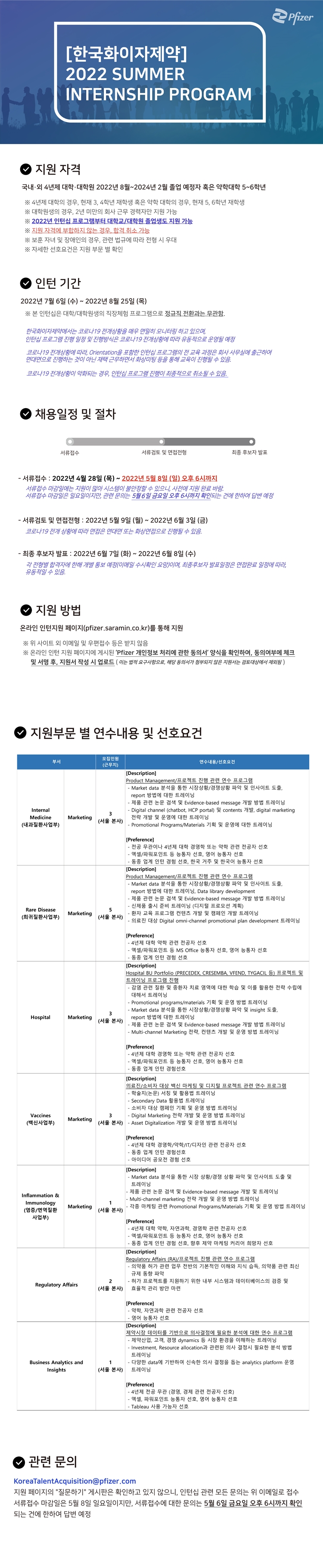 한국화이자제약_2022 SUMMER Internship
